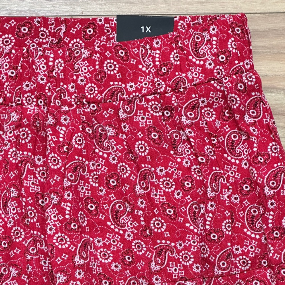 YMI Red Paisley Bandana Print Skort Womens Plus 1X Boho Festival Western Cowgirl